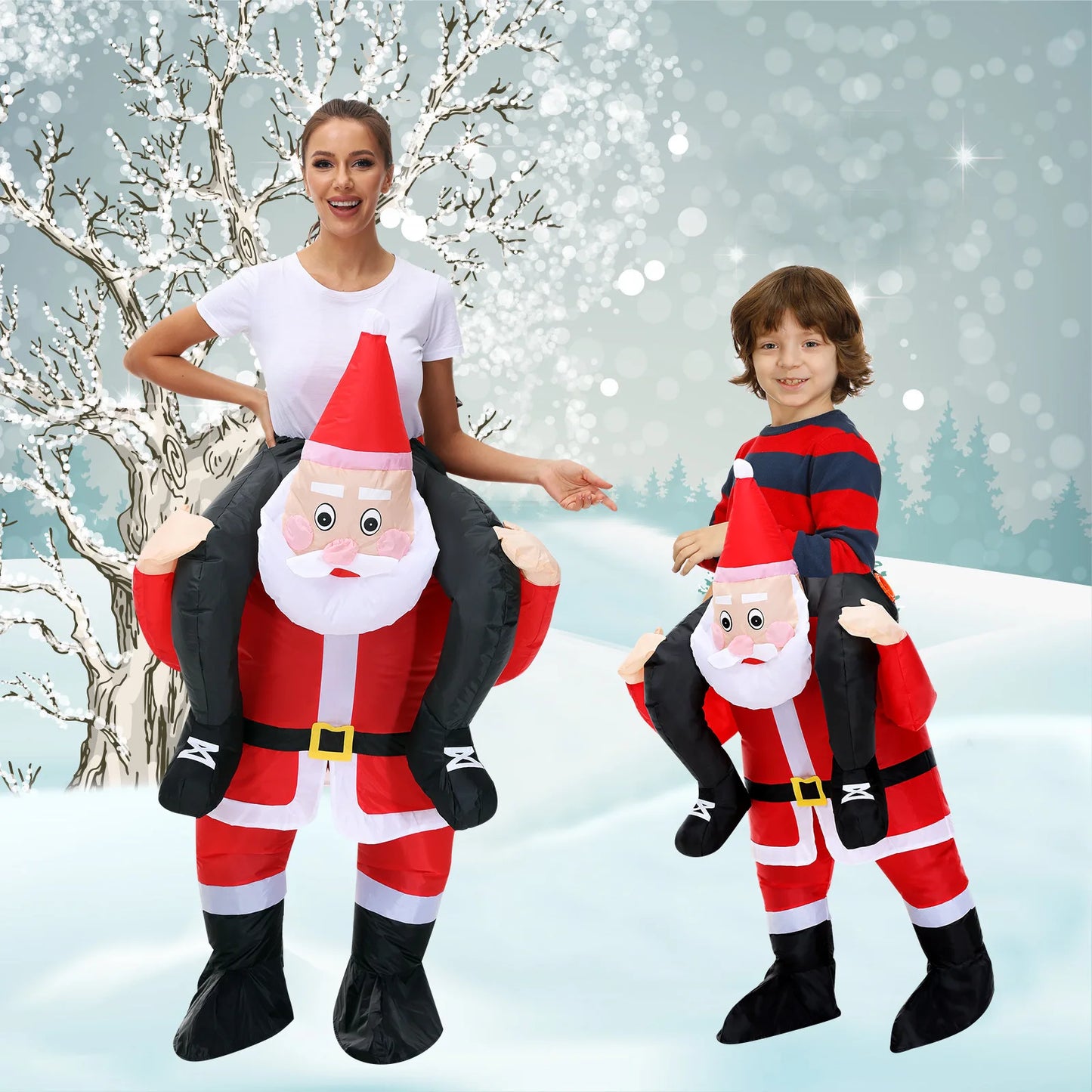 120-190CM Christmas Santa Claus Adult Inflatable Costume Fancy Funny Cosplay Clothing Performance Festival Carnival Party Dress